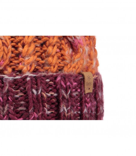 gorro pompón rayas rosa naranja